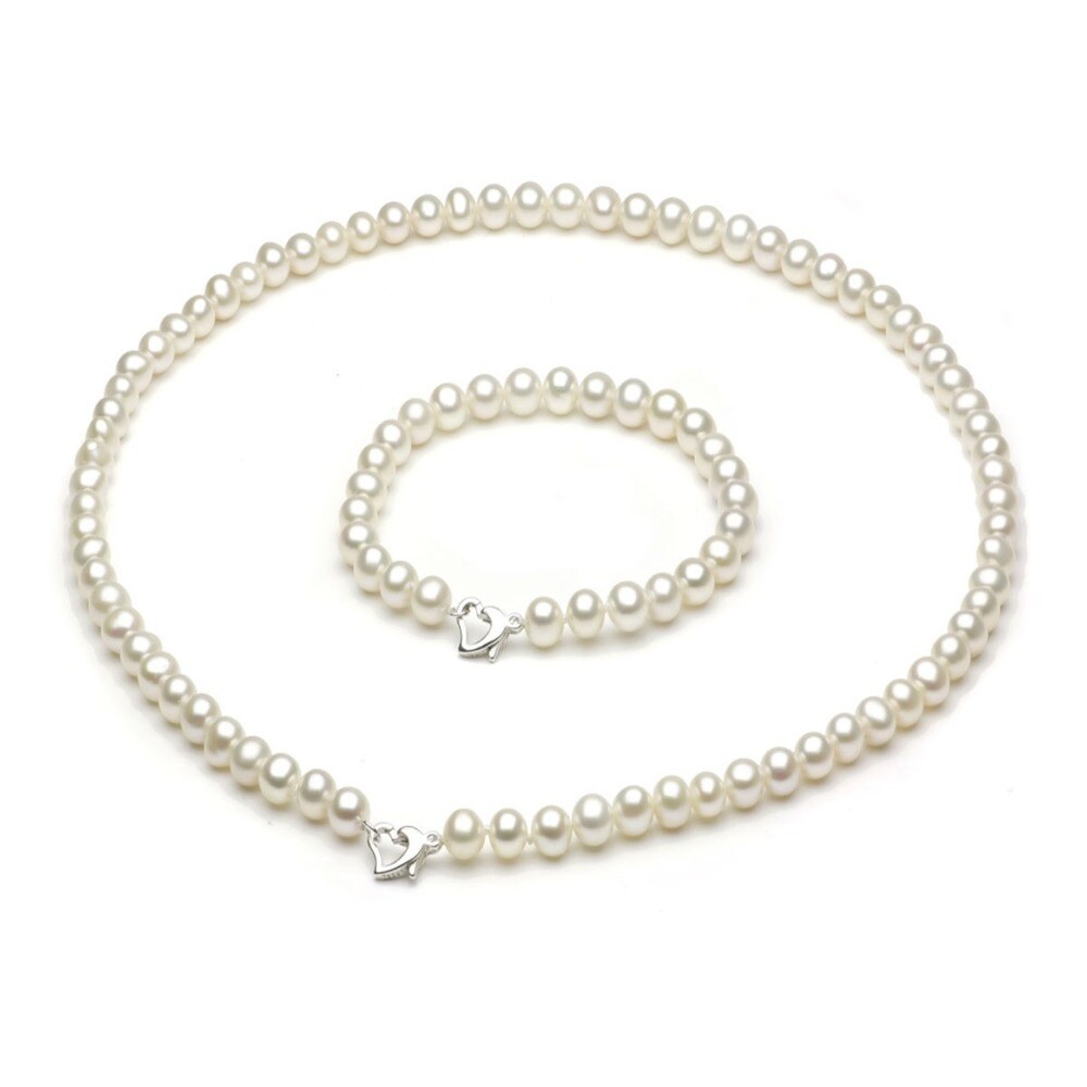 14K Yellow Gold Childrens 4-5mm White FWC Pearl Pendant and Earring Set 14K Yellow Gold Childrens 4-5mm White FWC Pearl Pendant and Earring Set